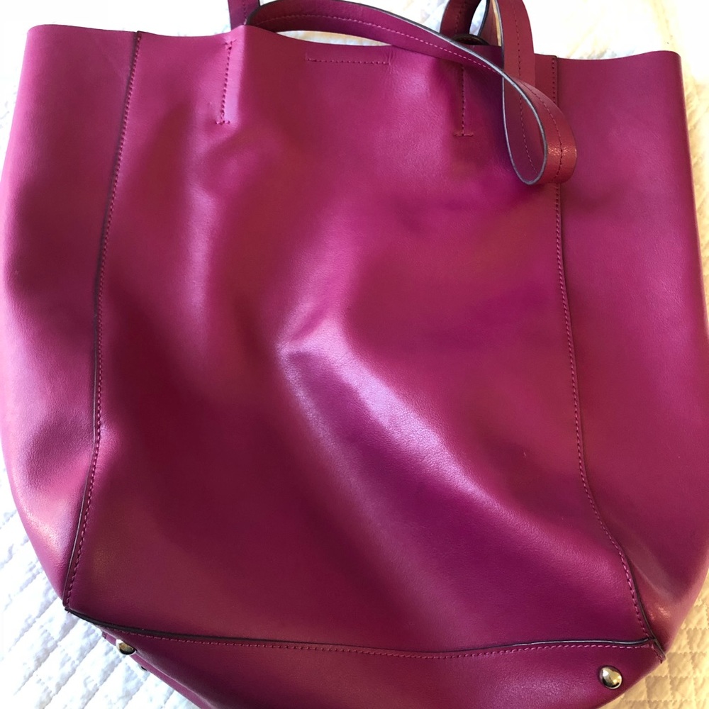 Fuchsia Banana Republic leather tote
